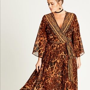 NWOT city chic leopard wrap dress